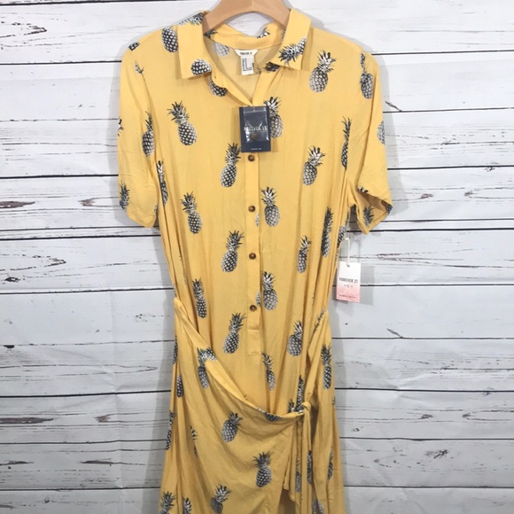 Forever 21 Dresses & Skirts - NWT 🔥Pineapple Print Wrap Shirt Dress